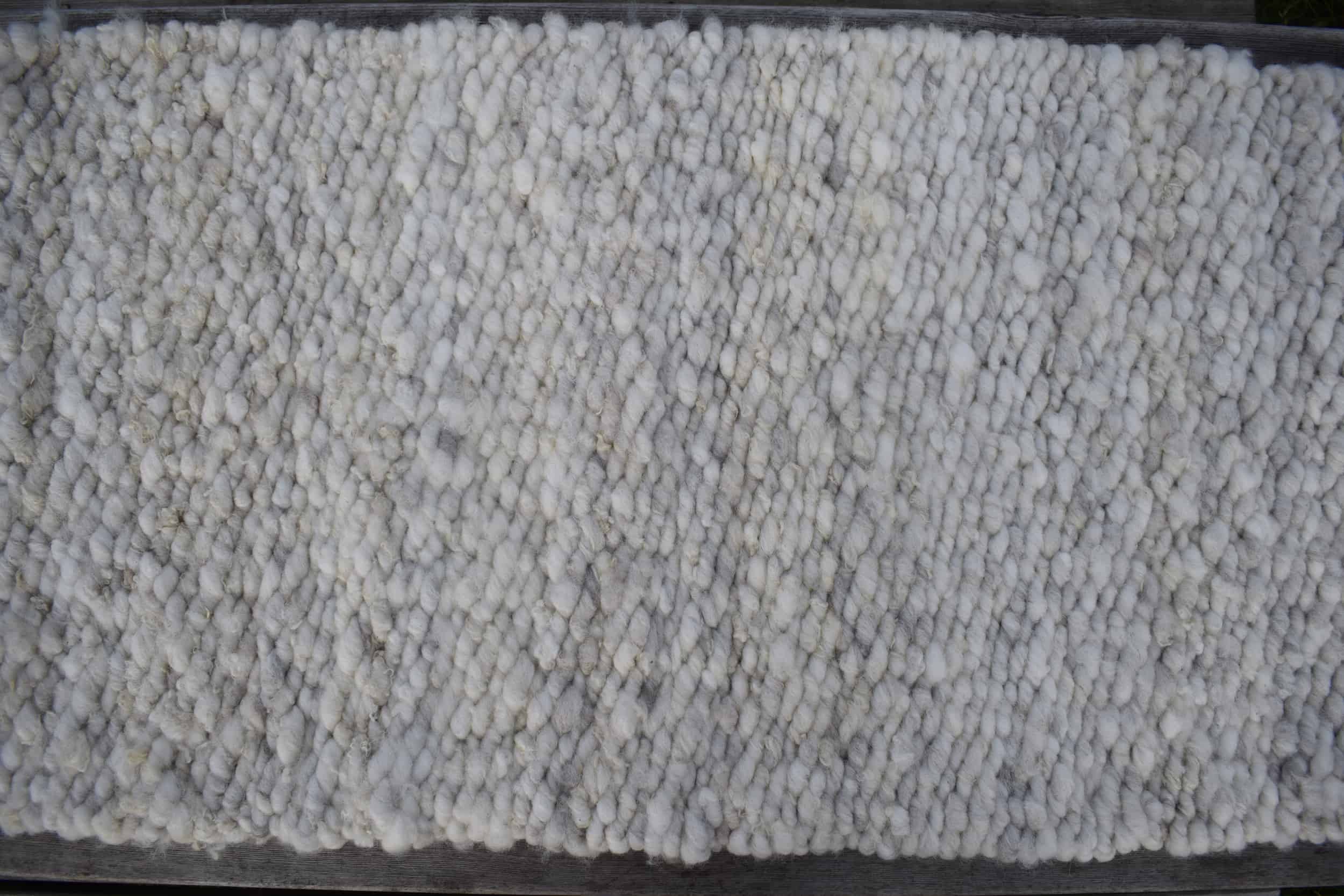 Patchwork sheep pegloom wool rug handmade light grey woven