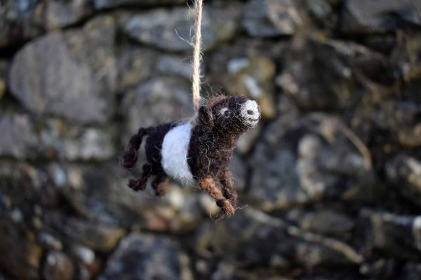 needle felted belted galloway cow