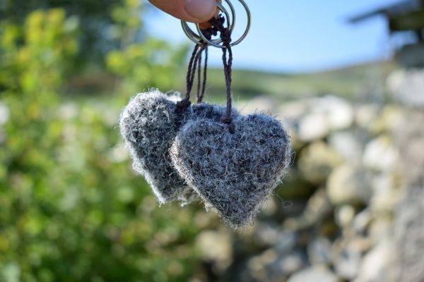wool heart herdwick keyring