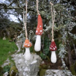 felted fairy mushroom decorations