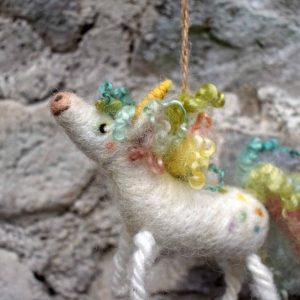 needle felted unicorn decoration