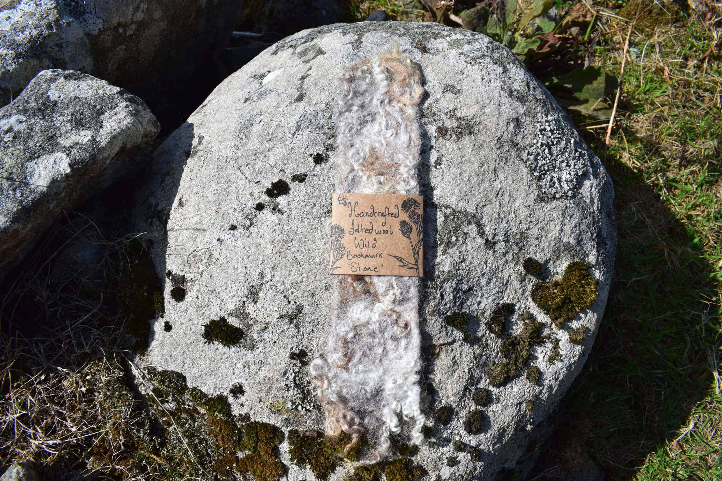 wild felted wool bookmark stone eco natural ethical folk art handmade gift wild felted wool bookmark