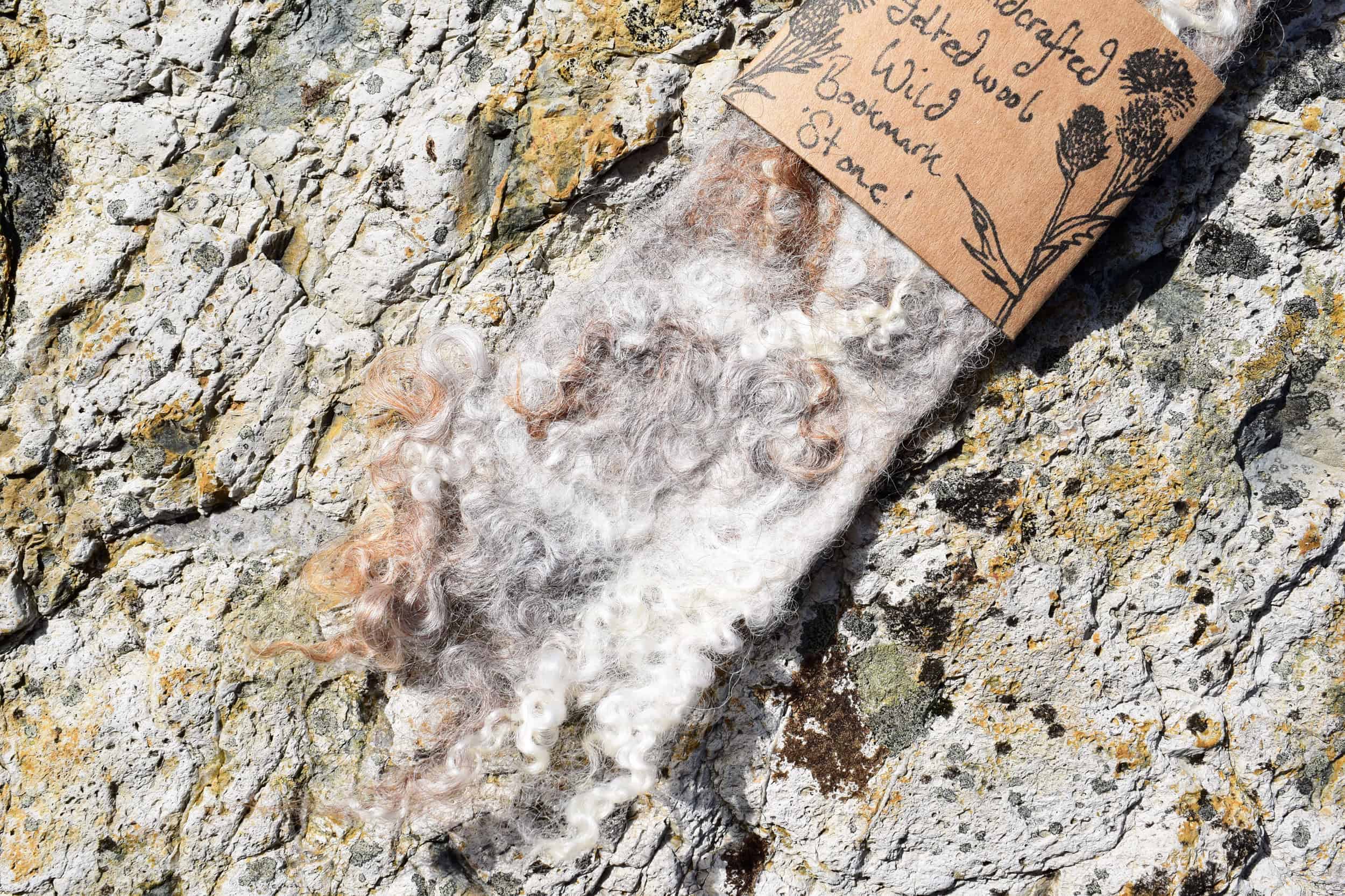 wild felted wool bookmark stone eco natural ethical folk art handmade gift 4 natural wool bookmark