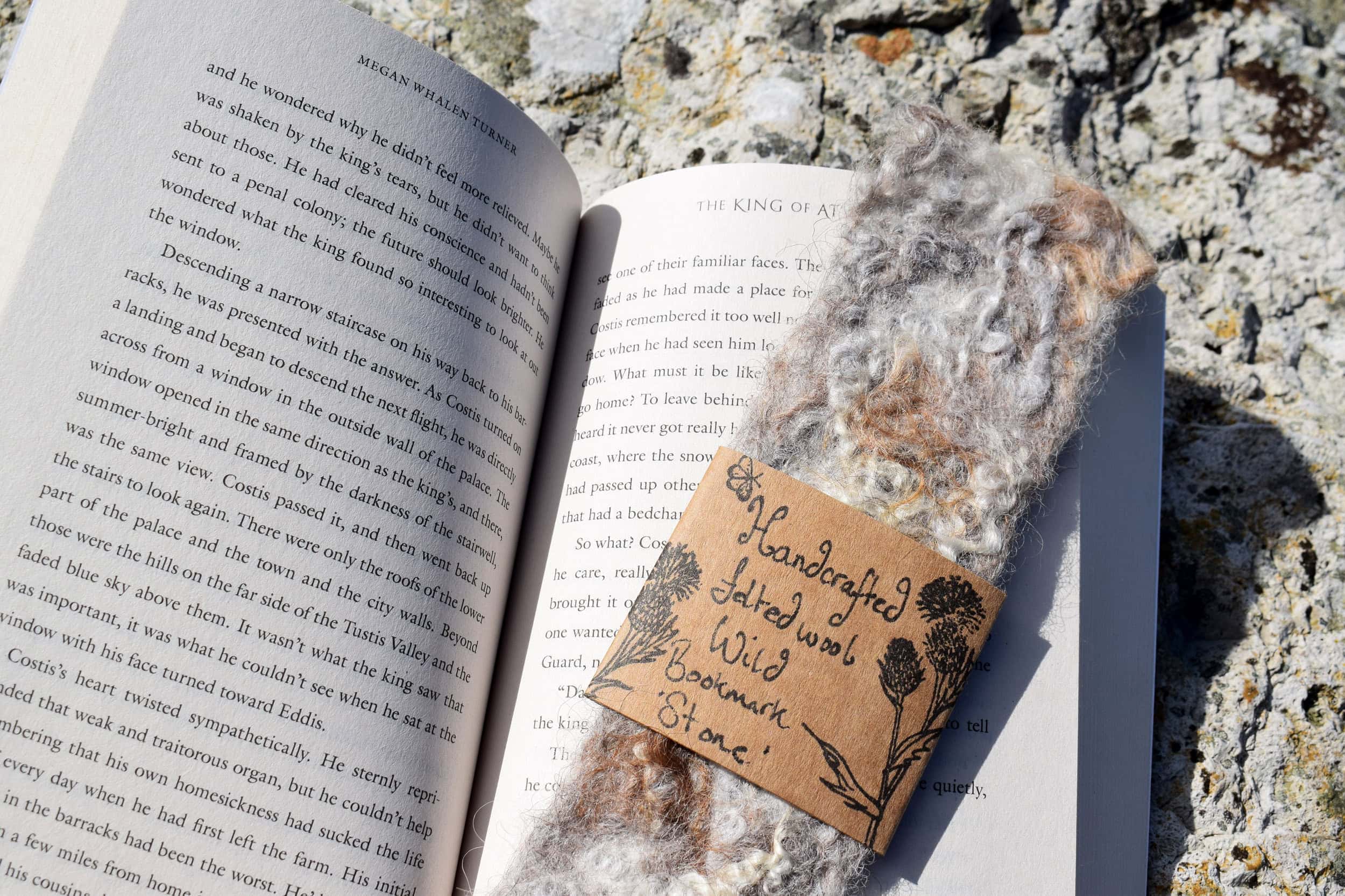 wild felted wool bookmark stone eco natural ethical folk art handmade gift 7 natural wool bookmark