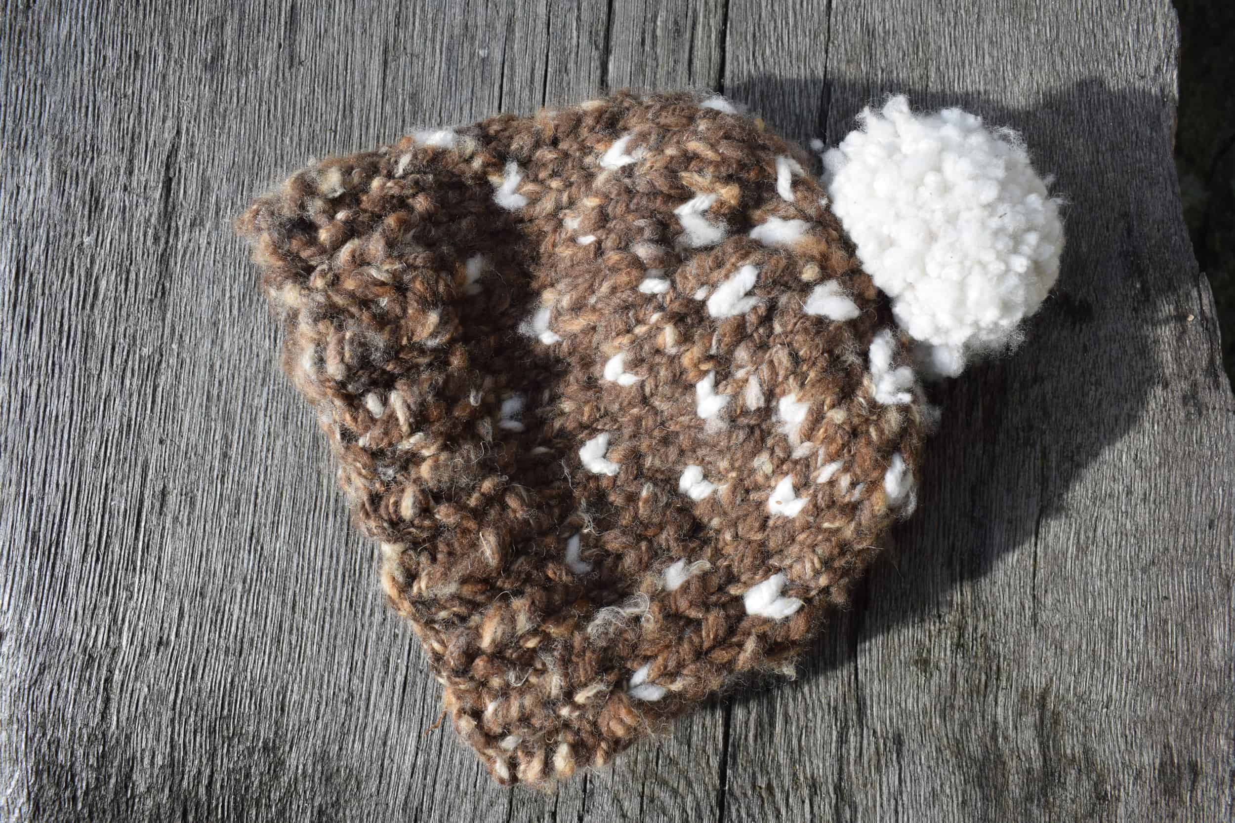 Handmade natural wool hat hand spun soay cross bowmont wool pip patchwork sheep