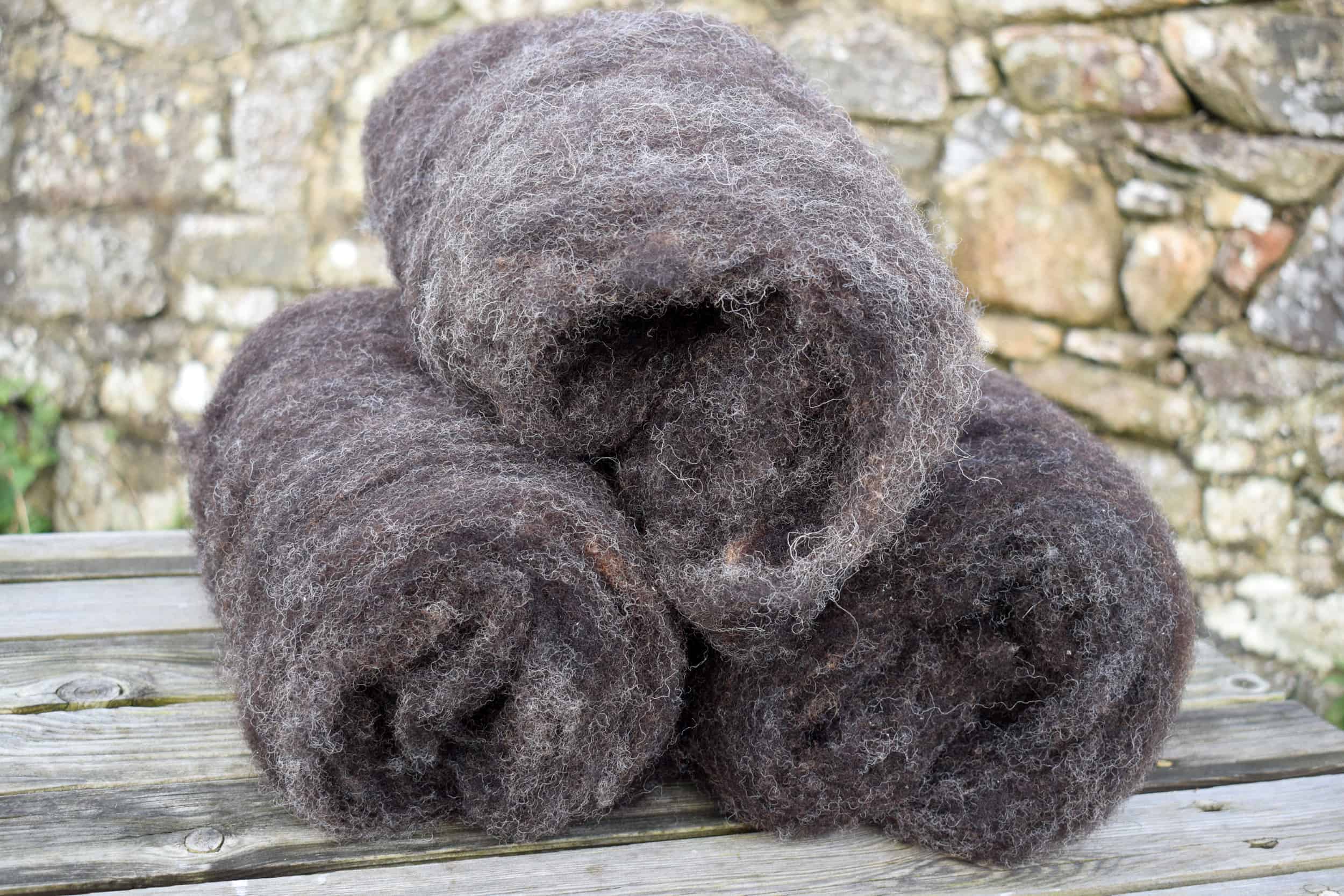 Core Wool batt for Needle Felting Hand Carded Natural Dark - Xena -  Patchwork Sheep