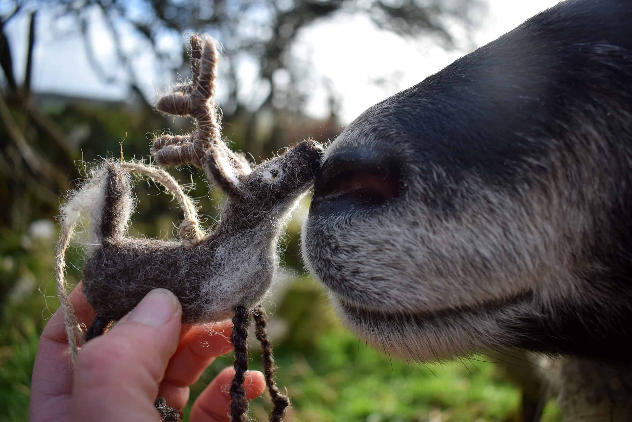 hanging wool reindeer decoration