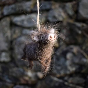 needle felted wool highland cow dun