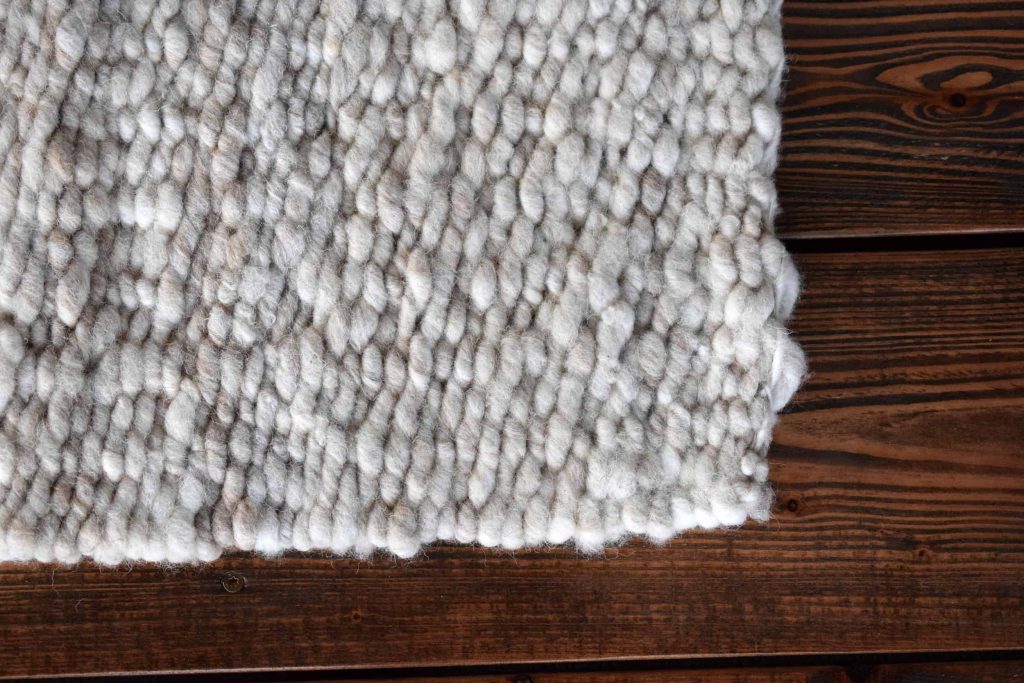 Peg Look Rug Peg Loom Natural Wool Rug 'Torddu' - Handmade in Wales - Patchwork Sheep