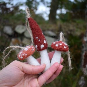 felted gnome mushrooms gift