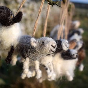 needle felted sheep dog decoration