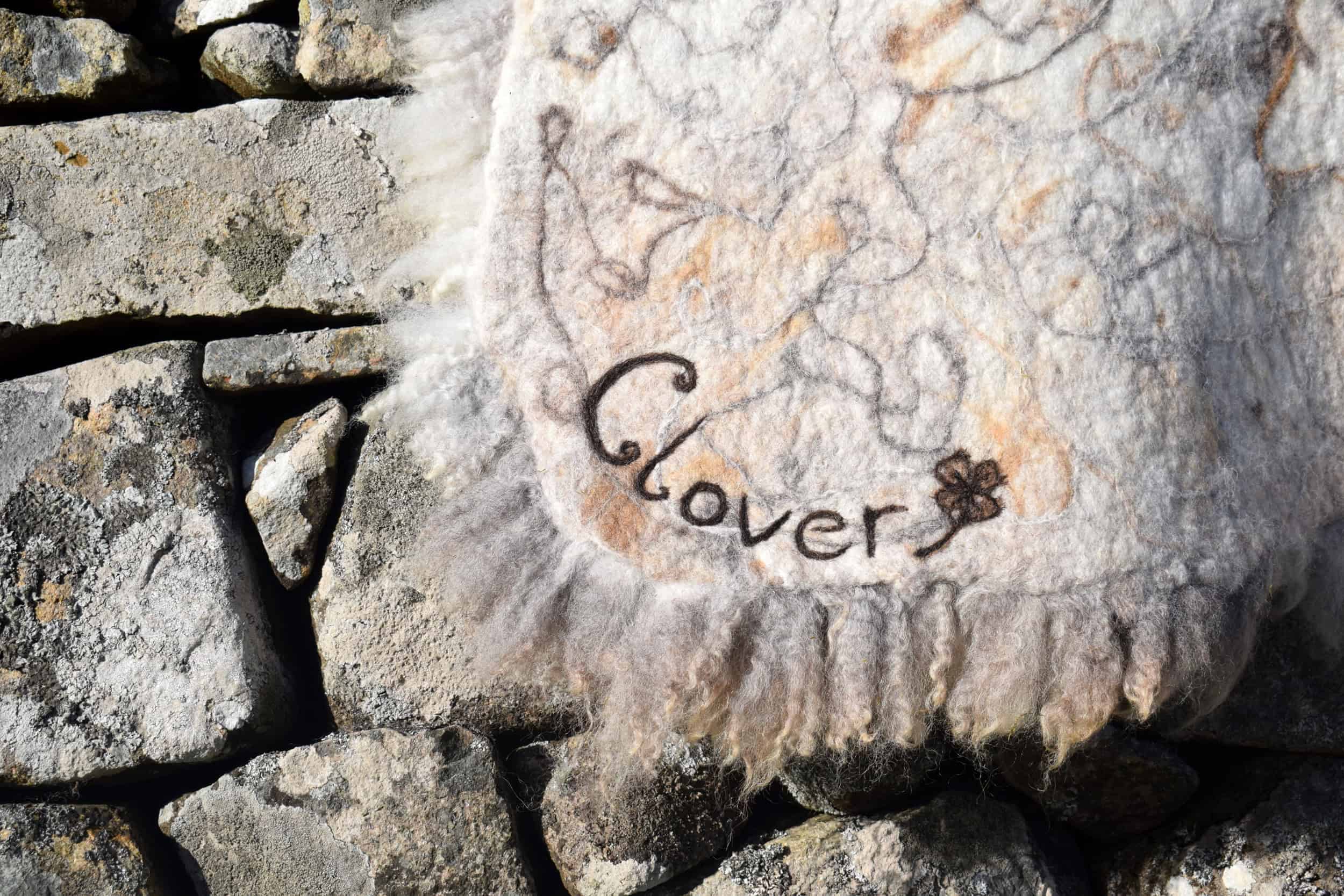 curly cream felted fleece rug vegetarian sheepskin clover natural ethical bespoke handcrafted sheep art 1 curly cream felted fleece