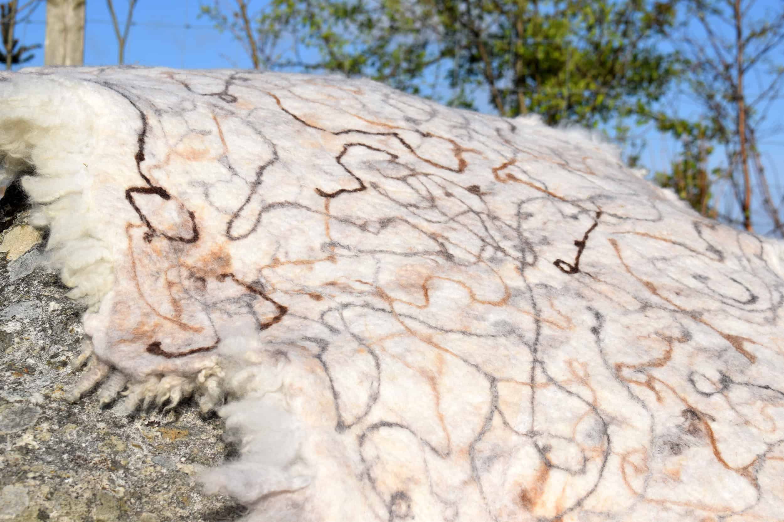 handmade wool rug felted art vegetarian sheepskin clover handmade felt art rug