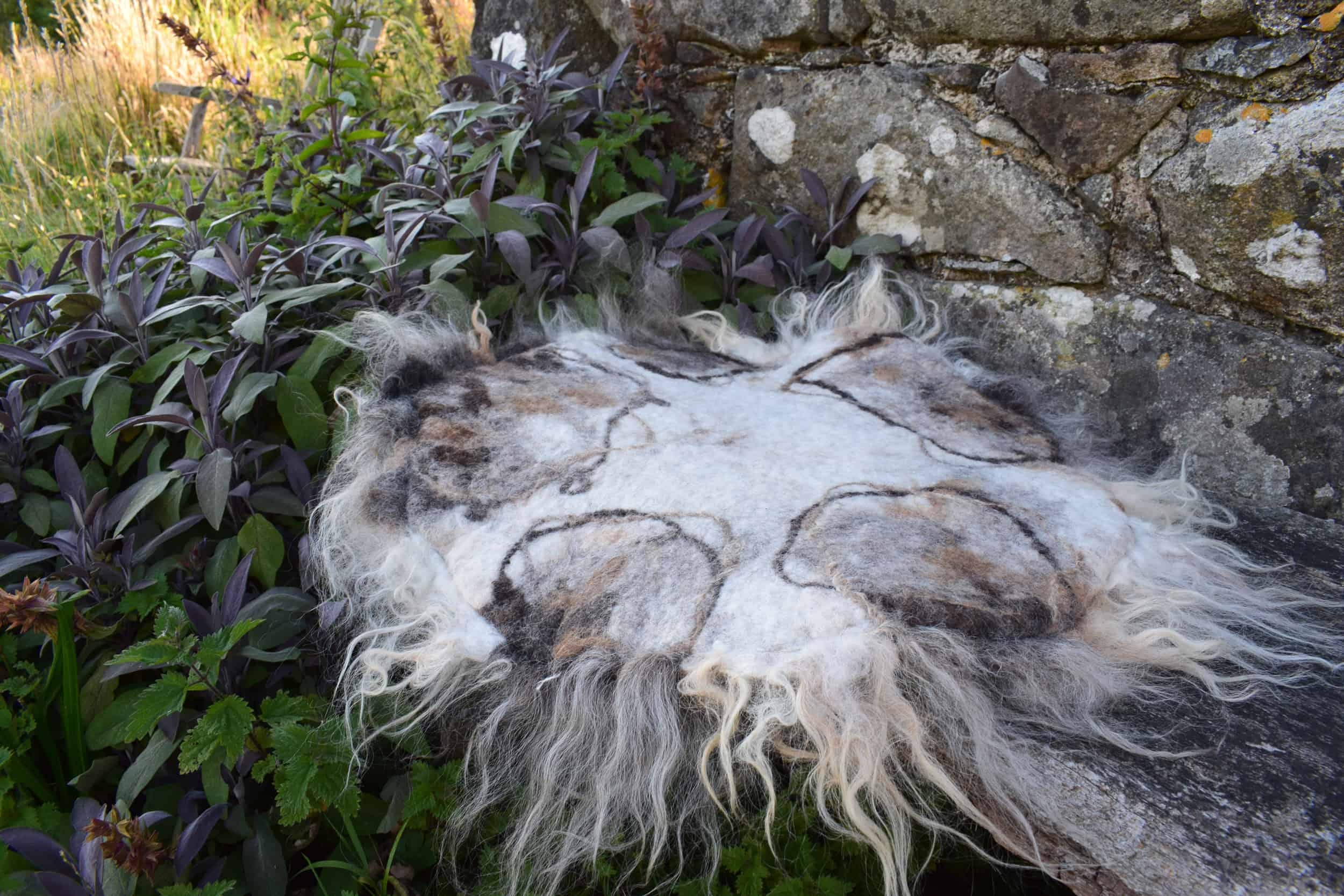 felted fleece seat pad vegetarian sheepskin natural eco friendly wool art cerrig mawr 8 vegetarian sheepskin seat pad