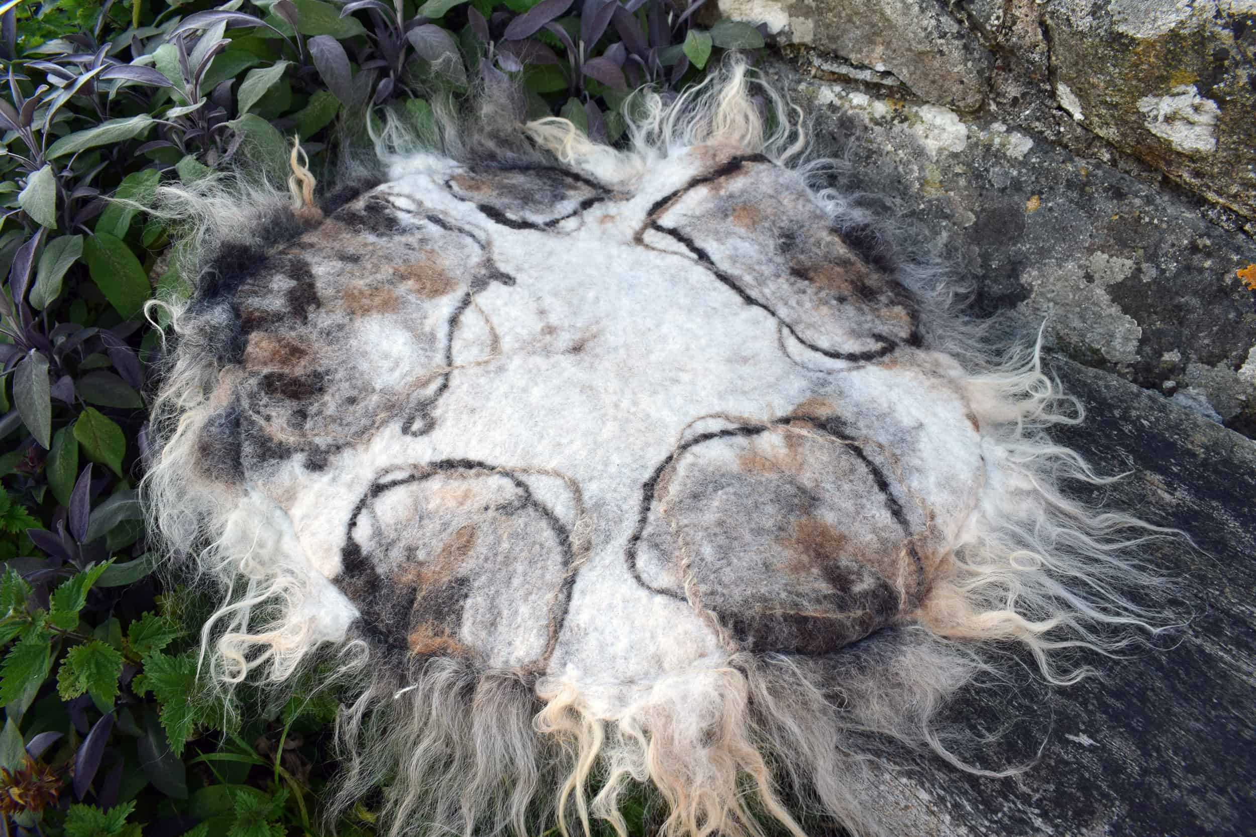 felted fleece seat pad vegetarian sheepskin natural eco friendly wool art cerrig mawr 10 felted fleece seat pad